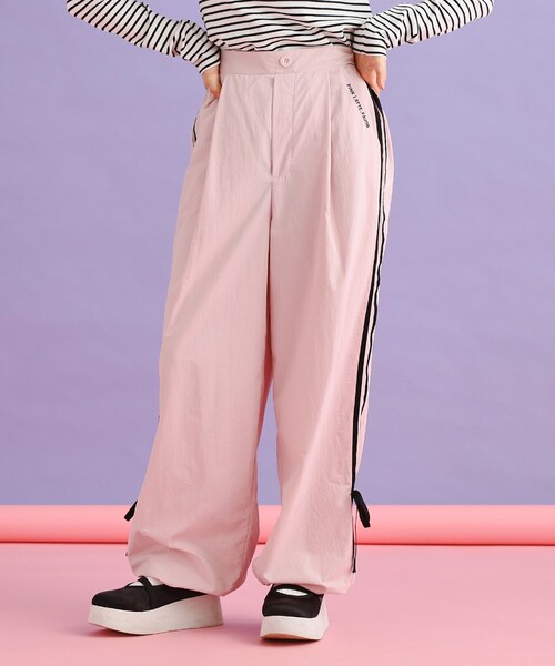 PINK-latte（ピンクラテ）の「ラインリボンシャカパンツ（その他パンツ・キッズ・ライトグレー/ブラック/オフホワイト/ベビーピンク・15 /13/14/16）」の4枚目の写真