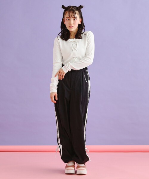 PINK-latte（ピンクラテ）の「ラインリボンシャカパンツ（その他パンツ・キッズ・ライトグレー/ブラック/オフホワイト/ベビーピンク・15 /13/14/16）」の22枚目の写真