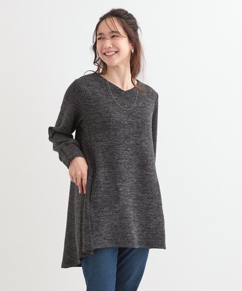 SHOO・LA・RUE（シューラルー）の「【洗える/S-LL】ふんわりタッチが癖になる ふくれジャカードチュニック（チュニック・レディース・グレー系その他/グリーン系/アイボリー・04/02/03/01）」の8枚目の写真