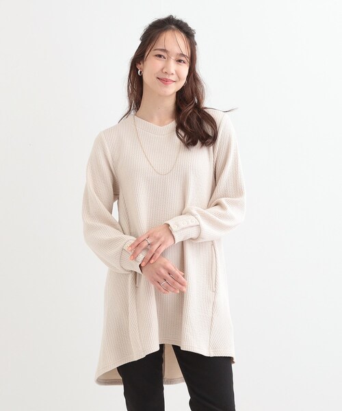 SHOO・LA・RUE（シューラルー）の「【洗える/S-LL】ふんわりタッチが癖になる ふくれジャカードチュニック（チュニック・レディース・グレー系その他/グリーン系/アイボリー・04/02/03/01）」の12枚目の写真