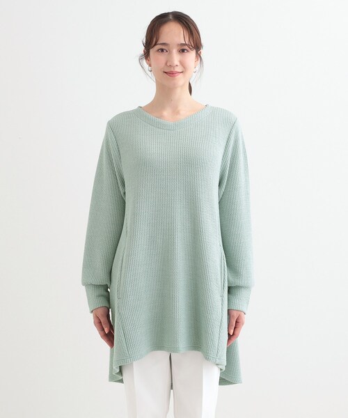 SHOO・LA・RUE（シューラルー）の「【洗える/S-LL】ふんわりタッチが癖になる ふくれジャカードチュニック（チュニック・レディース・グレー系その他/グリーン系/アイボリー・04/02/03/01）」の16枚目の写真