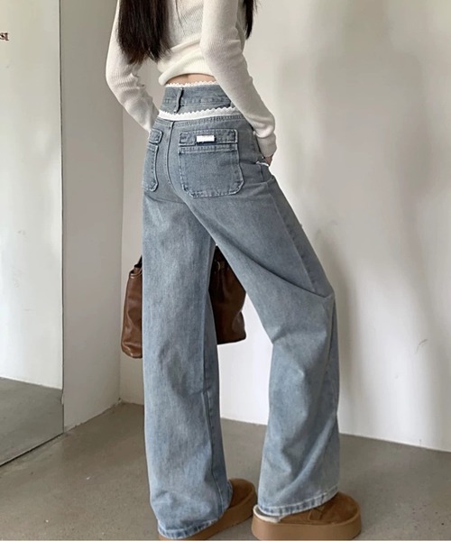 AMAJI(アマジ)の「リボンパールデニムパンツ(デニムパンツ・レディース・ブルー・SMALL/MEDIUM/LARGE/X-LARGE)」の4枚目の写真