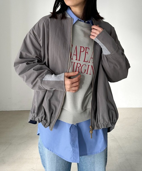 Doux archives（ドゥアルシーヴ）の「【名品/完売アイテム】バックギャザーミドルMA-1（ブルゾン・レディース・グレー/モカ/グレイッシュベージュ/チャコールグレー/ベージュ/ブラウン/カーキ/アイボリー/ミント・FREE）」の4枚目の写真