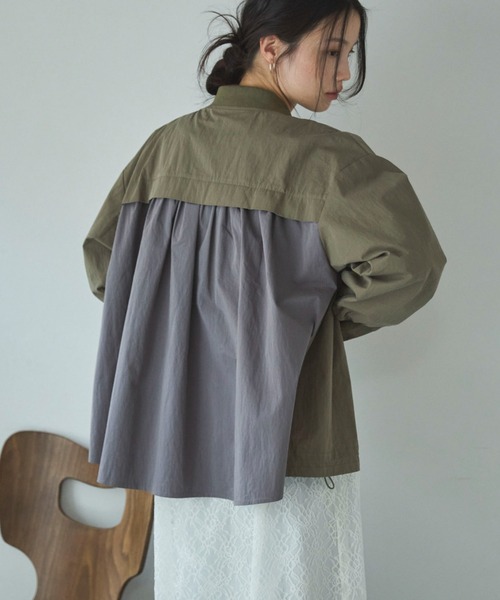 Doux archives（ドゥアルシーヴ）の「【名品/完売アイテム】バックギャザーミドルMA-1（ブルゾン・レディース・グレー/モカ/グレイッシュベージュ/チャコールグレー/ベージュ/ブラウン/カーキ/アイボリー/ミント・FREE）」の8枚目の写真