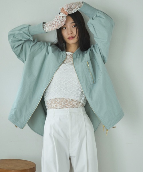 Doux archives（ドゥアルシーヴ）の「【名品/完売アイテム】バックギャザーミドルMA-1（ブルゾン・レディース・グレー/モカ/グレイッシュベージュ/チャコールグレー/ベージュ/ブラウン/カーキ/アイボリー/ミント・FREE）」の9枚目の写真