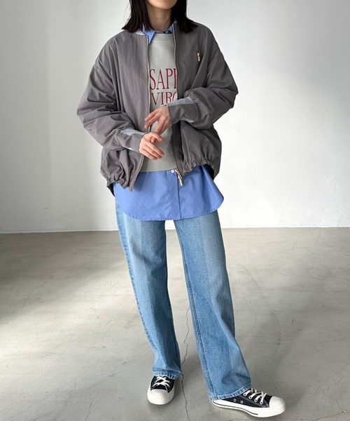 Doux archives（ドゥアルシーヴ）の「【名品/完売アイテム】バックギャザーミドルMA-1（ブルゾン・レディース・グレー/モカ/グレイッシュベージュ/チャコールグレー/ベージュ/ブラウン/カーキ/アイボリー/ミント・FREE）」の14枚目の写真