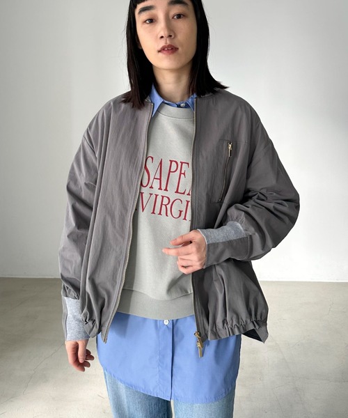 Doux archives（ドゥアルシーヴ）の「【名品/完売アイテム】バックギャザーミドルMA-1（ブルゾン・レディース・グレー/モカ/グレイッシュベージュ/チャコールグレー/ベージュ/ブラウン/カーキ/アイボリー/ミント・FREE）」の16枚目の写真