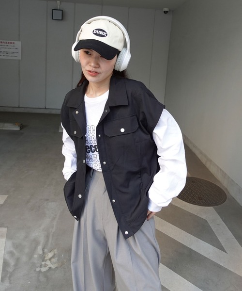 CORNERS（コーナーズ）の「裾ドロストミリタリーベスト（ベスト・レディース・ブラック/ライトベージュ/カーキ・M）」の15枚目の写真