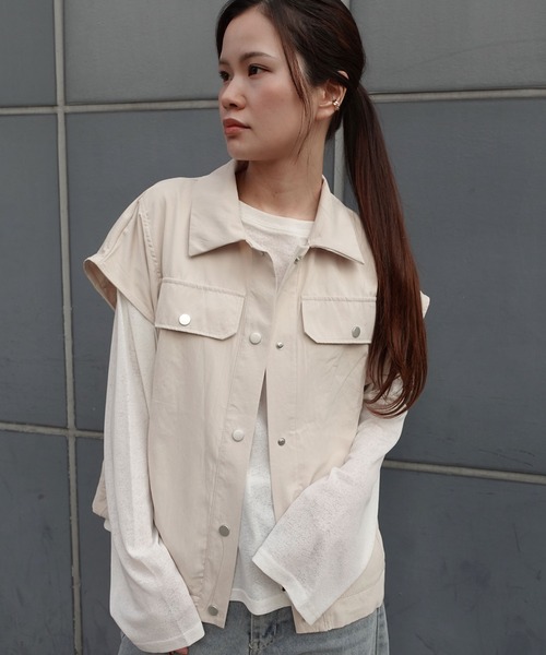 CORNERS（コーナーズ）の「裾ドロストミリタリーベスト（ベスト・レディース・ブラック/ライトベージュ/カーキ・M）」の9枚目の写真