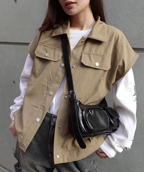 CORNERS（コーナーズ）の「裾ドロストミリタリーベスト（ベスト・レディース・ブラック/ライトベージュ/カーキ・M）」の5枚目の写真