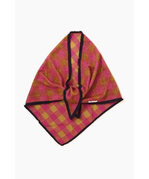 ROSE BUD（ローズバッド）の「(POM)チェックピンクブラウンストール（ストール/ショール・レディース・ピンク・ONE SIZE）」の2枚目の写真