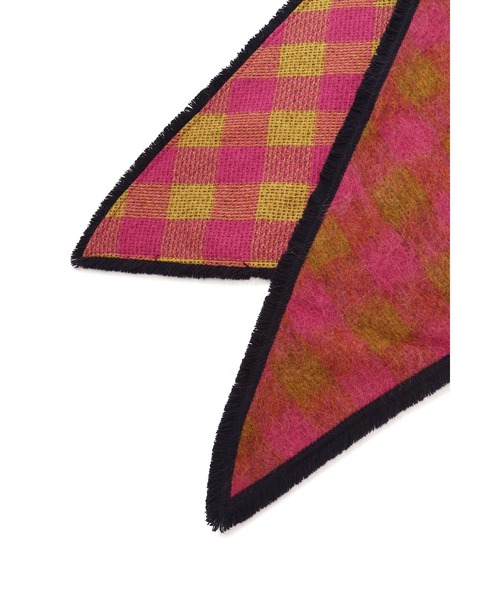 ROSE BUD（ローズバッド）の「(POM)チェックピンクブラウンストール（ストール/ショール・レディース・ピンク・ONE SIZE）」の4枚目の写真