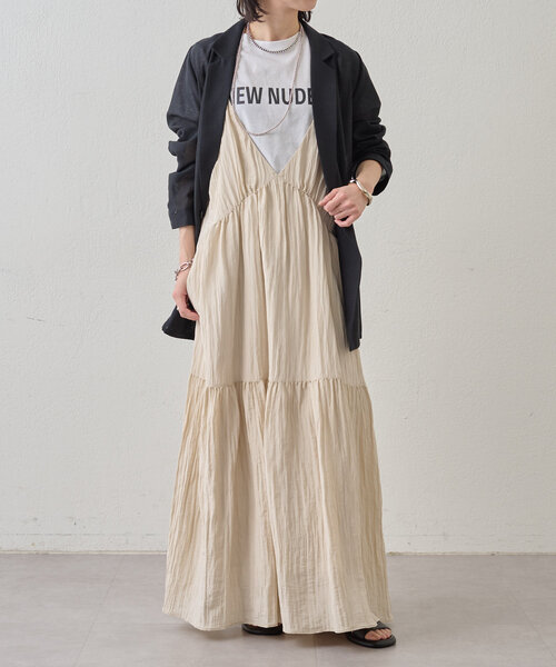 Omekashi(オメカシ)の「シアーメッシュジャケット(テーラードジャケット・レディース・カーキ/ブラック/グレー/ベージュ・FREE)」の7枚目の写真