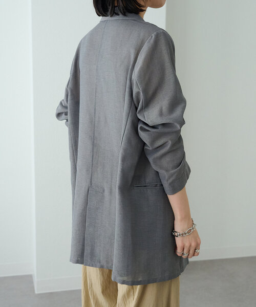 Omekashi(オメカシ)の「シアーメッシュジャケット(テーラードジャケット・レディース・カーキ/ブラック/グレー/ベージュ・FREE)」の15枚目の写真