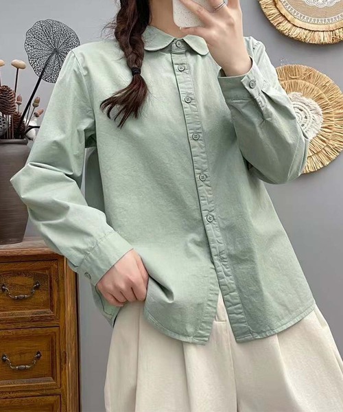 aimoha（アイモハ）の「ラウンドカラーコットンシャツ（シャツ/ブラウス・レディース・パープル/グリーン/ホワイト/ピンク/ブルー・LARGE/MEDIUM）」の17枚目の写真