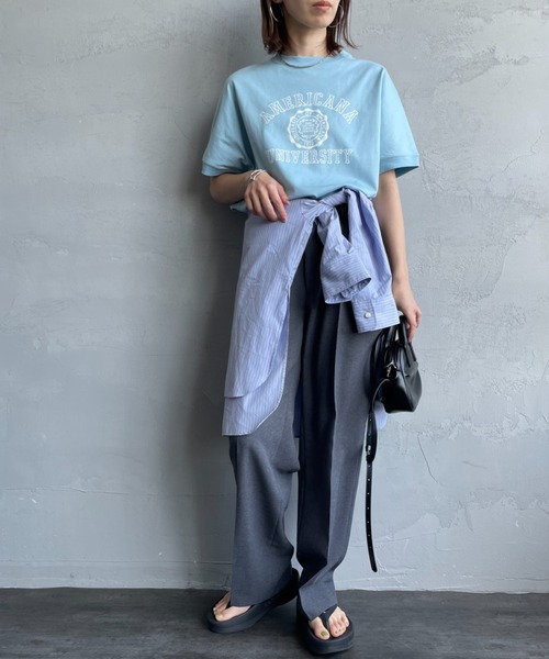 Americana ジーンズファクトリー アメリカーナ ラウンドヘムTシャツ AMERICANA tシャツ 「Americana×JEANS FACTORY/アメリカーナ