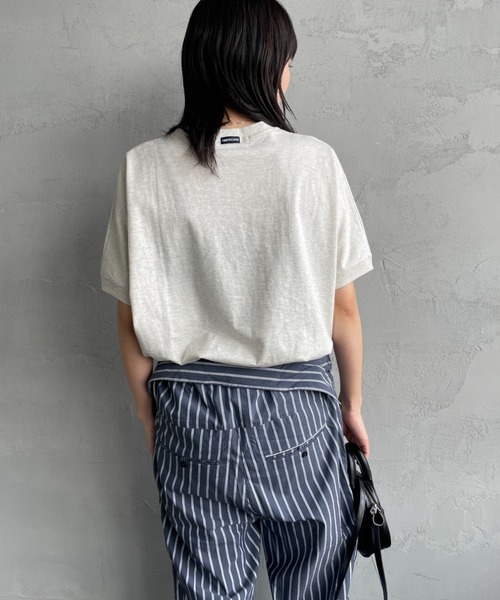 AMERICANA（アメリカーナ）の「[Americana×JEANS FACTORY/アメリカーナ×ジーンズファクトリー] 別注 ラウンドヘム カレッジプリントTシャツ（Tシャツ/カットソー・レディース・チャコール/オートミール/ライトブルー・F）」の21枚目の写真