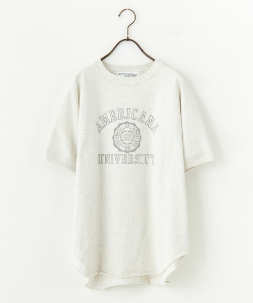 AMERICANA（アメリカーナ）の「[Americana×JEANS FACTORY/アメリカーナ×ジーンズファクトリー] 別注 ラウンドヘム カレッジプリントTシャツ（Tシャツ/カットソー・レディース・チャコール/オートミール/ライトブルー・F）」の10枚目の写真