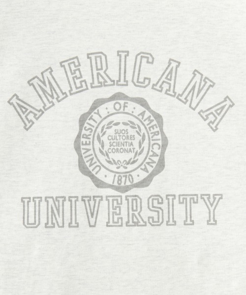 AMERICANA（アメリカーナ）の「[Americana×JEANS FACTORY/アメリカーナ×ジーンズファクトリー] 別注 ラウンドヘム カレッジプリントTシャツ（Tシャツ/カットソー・レディース・チャコール/オートミール/ライトブルー・F）」の4枚目の写真