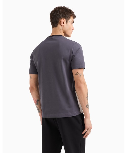 EMPORIO ARMANI EA7（エンポリオアルマーニイーエーセブン）の「【エンポリオ アルマーニ EA7】Summer Block クルーネックTシャツ コットンジャージー（Tシャツ/カットソー・メンズ・ブラック/グリーン系・LARGE/MEDIUM/SMALL/X-LARGE/XX-LARGE/X-SMALL）」の4枚目の写真
