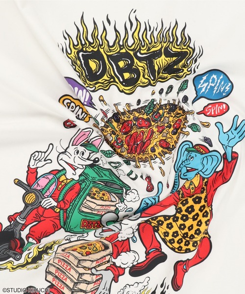 SPINNS（スピンズ）の「『どうぶつーズ』オリジナルアート袖ロゴロンT（Tシャツ/カットソー・レディース・ホワイト/ブラック・ONESIZE）」の16枚目の写真