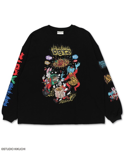 SPINNS（スピンズ）の「『どうぶつーズ』オリジナルアート袖ロゴロンT（Tシャツ/カットソー・レディース・ホワイト/ブラック・ONESIZE）」の10枚目の写真