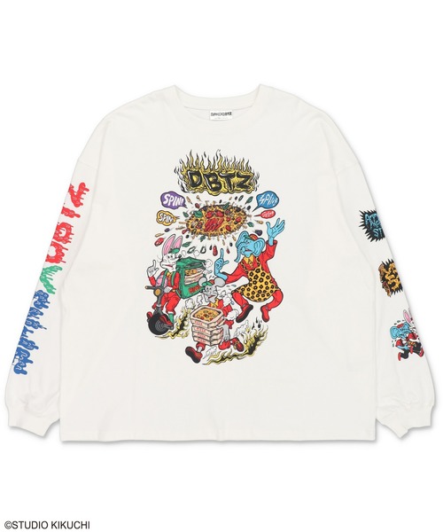 SPINNS（スピンズ）の「『どうぶつーズ』オリジナルアート袖ロゴロンT（Tシャツ/カットソー・レディース・ホワイト/ブラック・ONESIZE）」の11枚目の写真