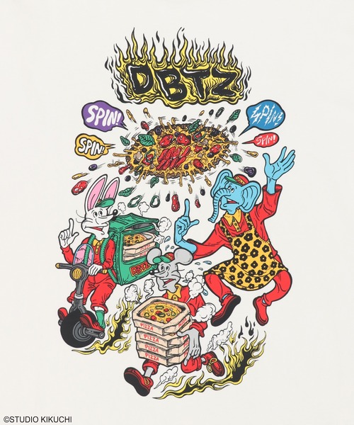 SPINNS（スピンズ）の「『どうぶつーズ』オリジナルアート袖ロゴロンT（Tシャツ/カットソー・レディース・ホワイト/ブラック・ONESIZE）」の13枚目の写真