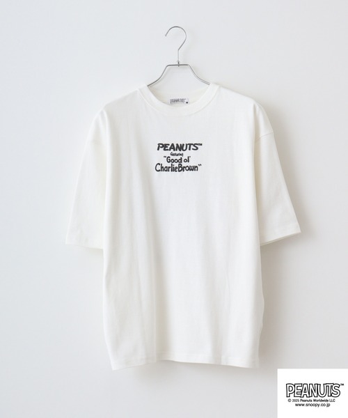 PEANUTS(ピーナッツ)の「PEANUTSコミック柄プリントへピーウエイトドロップショルター(Tシャツ/カットソー・メンズ・杢グレー/オフホワイト/レッド・M/L/LL)」の4枚目の写真
