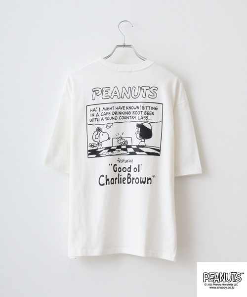 PEANUTS(ピーナッツ)の「PEANUTSコミック柄プリントへピーウエイトドロップショルター(Tシャツ/カットソー・メンズ・杢グレー/オフホワイト/レッド・M/L/LL)」の5枚目の写真