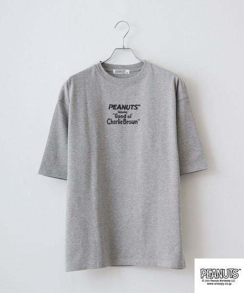 PEANUTS(ピーナッツ)の「PEANUTSコミック柄プリントへピーウエイトドロップショルター(Tシャツ/カットソー・メンズ・杢グレー/オフホワイト/レッド・M/L/LL)」の6枚目の写真