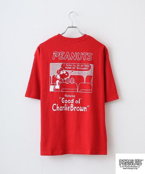 PEANUTS(ピーナッツ)の「PEANUTSコミック柄プリントへピーウエイトドロップショルター(Tシャツ/カットソー・メンズ・杢グレー/オフホワイト/レッド・M/L/LL)」の9枚目の写真