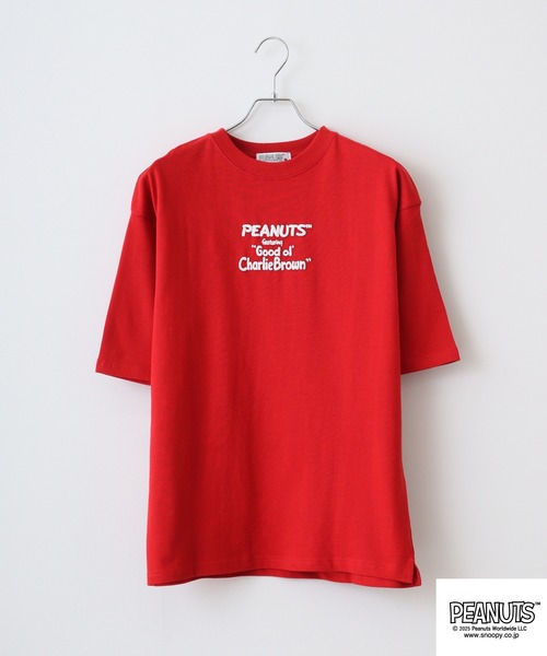 PEANUTS(ピーナッツ)の「PEANUTSコミック柄プリントへピーウエイトドロップショルター(Tシャツ/カットソー・メンズ・杢グレー/オフホワイト/レッド・M/L/LL)」の8枚目の写真