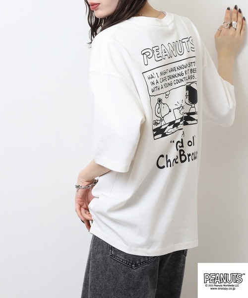PEANUTS(ピーナッツ)の「PEANUTSコミック柄プリントへピーウエイトドロップショルター(Tシャツ/カットソー・メンズ・杢グレー/オフホワイト/レッド・M/L/LL)」の16枚目の写真