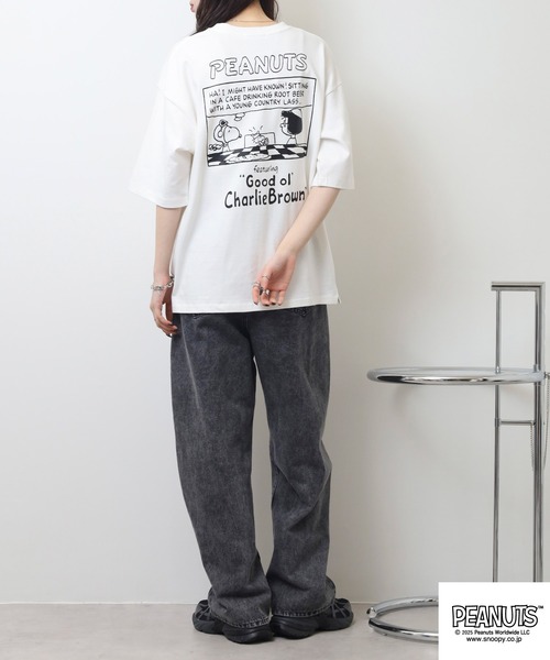 PEANUTS(ピーナッツ)の「PEANUTSコミック柄プリントへピーウエイトドロップショルター(Tシャツ/カットソー・メンズ・杢グレー/オフホワイト/レッド・M/L/LL)」の18枚目の写真