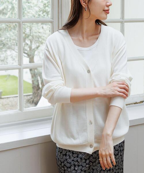 URBAN RESEARCH Sonny Label（アーバンリサーチサニーレーベル）の「『接触冷感/UVカット』クールミストカーディガン（カーディガン/ボレロ・レディース・ミント/ライトグレー/オフホワイト/ブラック・FREE）」の2枚目の写真