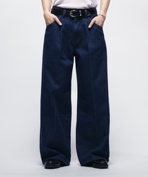 Adoon plain | CENTER SEAM WIDE DENIM PANTS / センターシームタックワイドデニムパンツ(デニムパンツ)