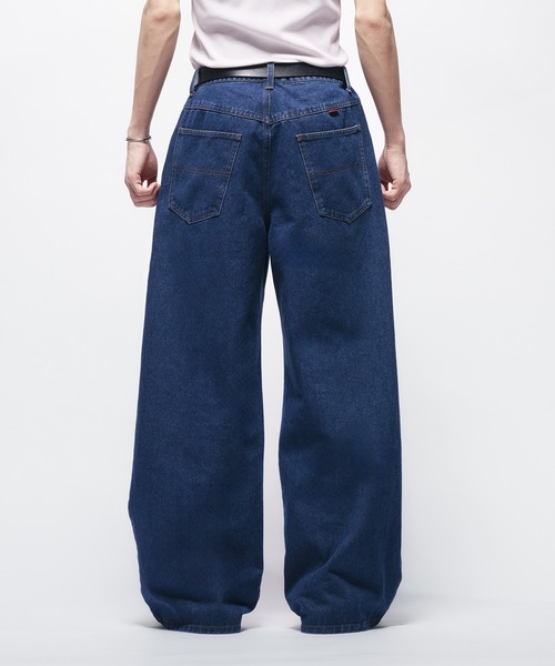 Adoon plain（アドーンプレーン）の「CENTER SEAM WIDE DENIM PANTS / センターシームタックワイドデニムパンツ（デニムパンツ・メンズ・インディゴブルー/ブルー・SMALL/MEDIUM/LARGE）」の17枚目の写真