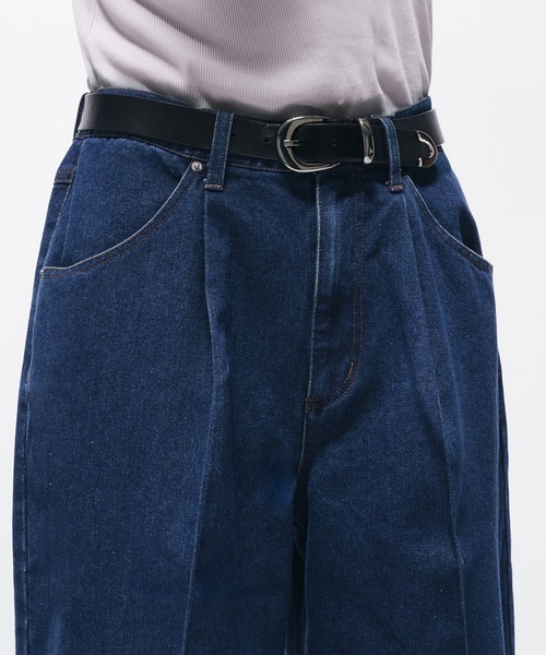 Adoon plain（アドーンプレーン）の「CENTER SEAM WIDE DENIM PANTS / センターシームタックワイドデニムパンツ（デニムパンツ・メンズ・インディゴブルー/ブルー・SMALL/MEDIUM/LARGE）」の16枚目の写真