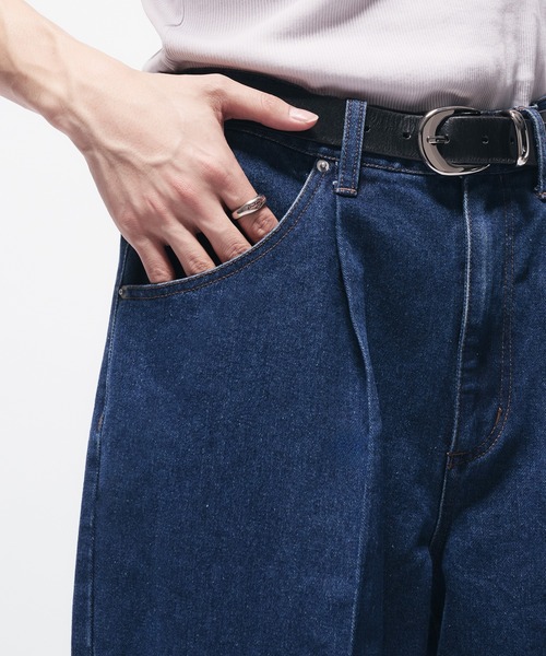 Adoon plain（アドーンプレーン）の「CENTER SEAM WIDE DENIM PANTS / センターシームタックワイドデニムパンツ（デニムパンツ・メンズ・インディゴブルー/ブルー・SMALL/MEDIUM/LARGE）」の15枚目の写真