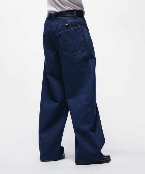 Adoon plain（アドーンプレーン）の「CENTER SEAM WIDE DENIM PANTS / センターシームタックワイドデニムパンツ（デニムパンツ・メンズ・インディゴブルー/ブルー・SMALL/MEDIUM/LARGE）」の10枚目の写真
