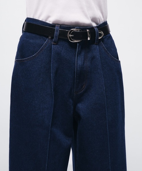 Adoon plain（アドーンプレーン）の「CENTER SEAM WIDE DENIM PANTS / センターシームタックワイドデニムパンツ（デニムパンツ・メンズ・インディゴブルー/ブルー・SMALL/MEDIUM/LARGE）」の5枚目の写真
