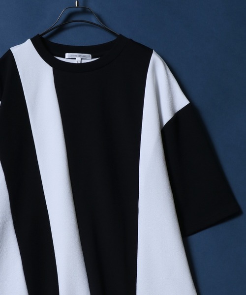 ANPAS(アンパス)の「Textured Panel Short-Sleeve T-Shirt/アムンゼン 梨地切替半袖Tシャツ メンズ レディース カットソー モノトーン きれいめカジュアル(Tシャツ/カットソー・メンズ・ホワイト系その他/ホワイト系その他3/ブラック系その他2/ブラック系その他/ホワイト系その他2/ブラック系その他3/ホワイト系その他4/ブラック系その他5/ブラック系その他4/ブラック系その他6/ホワイト系その他5/ホワイト系その他6・M/L)」の7枚目の写真