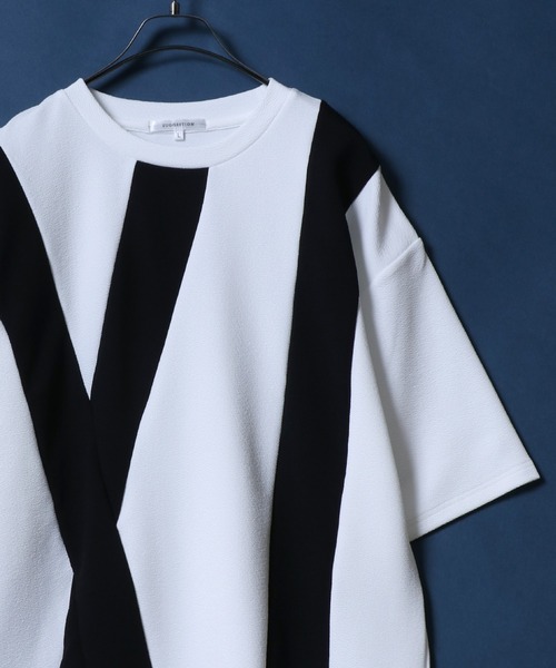 ANPAS(アンパス)の「Textured Panel Short-Sleeve T-Shirt/アムンゼン 梨地切替半袖Tシャツ メンズ レディース カットソー モノトーン きれいめカジュアル(Tシャツ/カットソー・メンズ・ホワイト系その他/ホワイト系その他3/ブラック系その他2/ブラック系その他/ホワイト系その他2/ブラック系その他3/ホワイト系その他4/ブラック系その他5/ブラック系その他4/ブラック系その他6/ホワイト系その他5/ホワイト系その他6・M/L)」の5枚目の写真