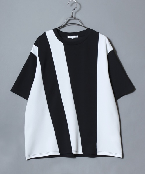 ANPAS(アンパス)の「Textured Panel Short-Sleeve T-Shirt/アムンゼン 梨地切替半袖Tシャツ メンズ レディース カットソー モノトーン きれいめカジュアル(Tシャツ/カットソー・メンズ・ホワイト系その他/ホワイト系その他3/ブラック系その他2/ブラック系その他/ホワイト系その他2/ブラック系その他3/ホワイト系その他4/ブラック系その他5/ブラック系その他4/ブラック系その他6/ホワイト系その他5/ホワイト系その他6・M/L)」の1枚目の写真