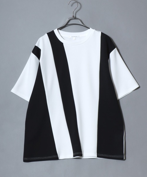 ANPAS(アンパス)の「Textured Panel Short-Sleeve T-Shirt/アムンゼン 梨地切替半袖Tシャツ メンズ レディース カットソー モノトーン きれいめカジュアル(Tシャツ/カットソー・メンズ・ホワイト系その他/ホワイト系その他3/ブラック系その他2/ブラック系その他/ホワイト系その他2/ブラック系その他3/ホワイト系その他4/ブラック系その他5/ブラック系その他4/ブラック系その他6/ホワイト系その他5/ホワイト系その他6・M/L)」の6枚目の写真