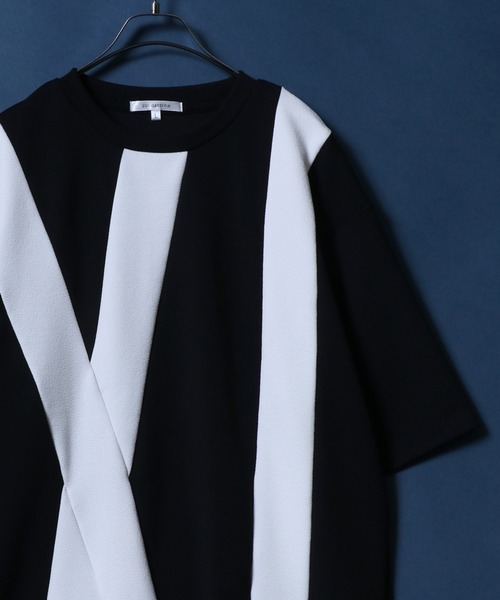 ANPAS(アンパス)の「Textured Panel Short-Sleeve T-Shirt/アムンゼン 梨地切替半袖Tシャツ メンズ レディース カットソー モノトーン きれいめカジュアル(Tシャツ/カットソー・メンズ・ホワイト系その他/ホワイト系その他3/ブラック系その他2/ブラック系その他/ホワイト系その他2/ブラック系その他3/ホワイト系その他4/ブラック系その他5/ブラック系その他4/ブラック系その他6/ホワイト系その他5/ホワイト系その他6・M/L)」の9枚目の写真