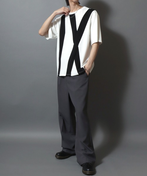 ANPAS(アンパス)の「Textured Panel Short-Sleeve T-Shirt/アムンゼン 梨地切替半袖Tシャツ メンズ レディース カットソー モノトーン きれいめカジュアル(Tシャツ/カットソー・メンズ・ホワイト系その他/ホワイト系その他3/ブラック系その他2/ブラック系その他/ホワイト系その他2/ブラック系その他3/ホワイト系その他4/ブラック系その他5/ブラック系その他4/ブラック系その他6/ホワイト系その他5/ホワイト系その他6・M/L)」の21枚目の写真