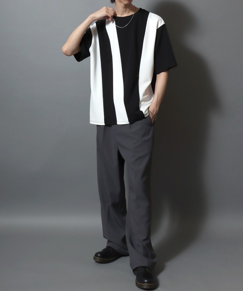 ANPAS(アンパス)の「Textured Panel Short-Sleeve T-Shirt/アムンゼン 梨地切替半袖Tシャツ メンズ レディース カットソー モノトーン きれいめカジュアル(Tシャツ/カットソー・メンズ・ホワイト系その他/ホワイト系その他3/ブラック系その他2/ブラック系その他/ホワイト系その他2/ブラック系その他3/ホワイト系その他4/ブラック系その他5/ブラック系その他4/ブラック系その他6/ホワイト系その他5/ホワイト系その他6・M/L)」の15枚目の写真