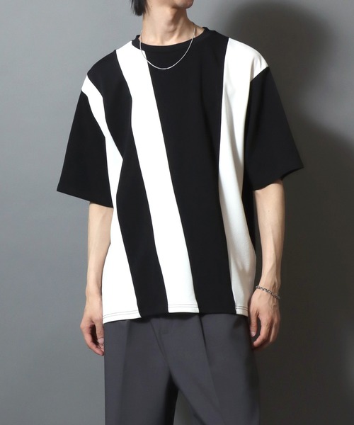 ANPAS(アンパス)の「Textured Panel Short-Sleeve T-Shirt/アムンゼン 梨地切替半袖Tシャツ メンズ レディース カットソー モノトーン きれいめカジュアル(Tシャツ/カットソー・メンズ・ホワイト系その他/ホワイト系その他3/ブラック系その他2/ブラック系その他/ホワイト系その他2/ブラック系その他3/ホワイト系その他4/ブラック系その他5/ブラック系その他4/ブラック系その他6/ホワイト系その他5/ホワイト系その他6・M/L)」の14枚目の写真